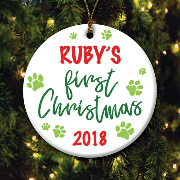 Puppy's First Christmas Personalized Ornament