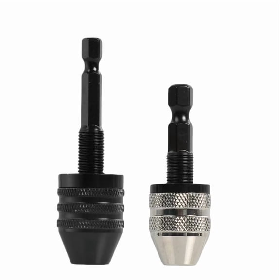 Vruelia Drill Chuck Adapter-2Pcs Drill Chuck for Impact Driver,Drill Bit Adapter Keyless Chuck 1/4 Hex Shank (0.6-8mm,0.3-3.6mm)