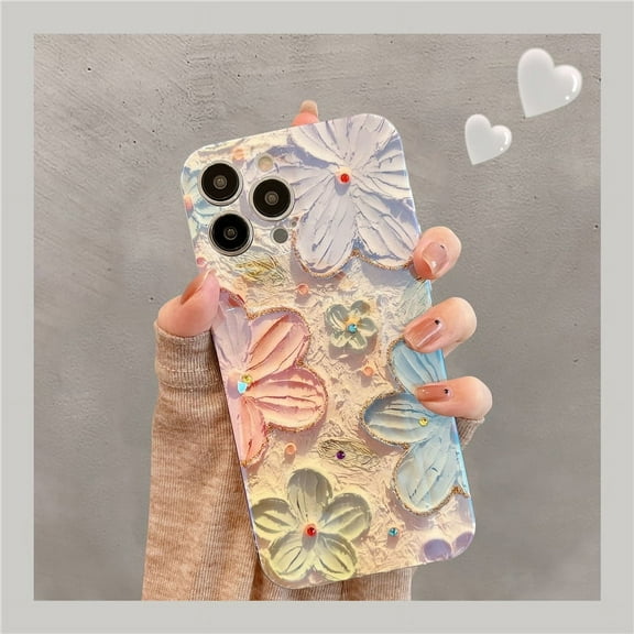 Flowers Glitter Phone Case For IPhone 15 Pro Max Luxury Soft Shockproof Cover