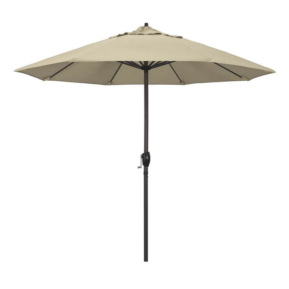 California Umbrella  9 ft. Casa Series Patio Bronze Auto Tilt Crank Lift - Sunbrella 1A Beige Fabric