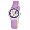 Fairies Girls'Stainless Steel Time Teacher Watch, Purple Leather Strap