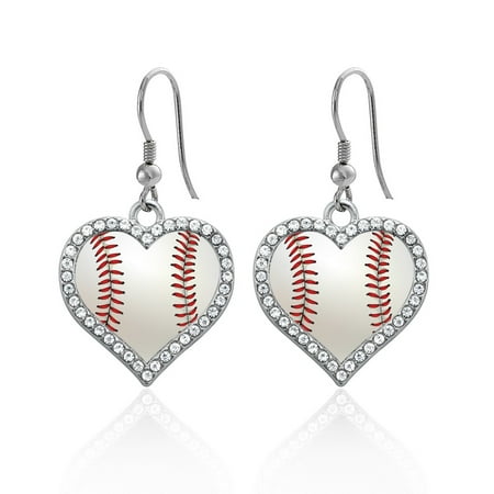 Flat Open Heart Earring - Baseball Open Heart Earrings