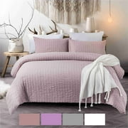NC Home Fashions 2-Pieces Seersucker Duvet Cover Set, Twin- for Comforter/Quilt/Blanket, with Zipper & Corner Ties-Luxurious, breatable and Ultra soft (Twin, Violet)