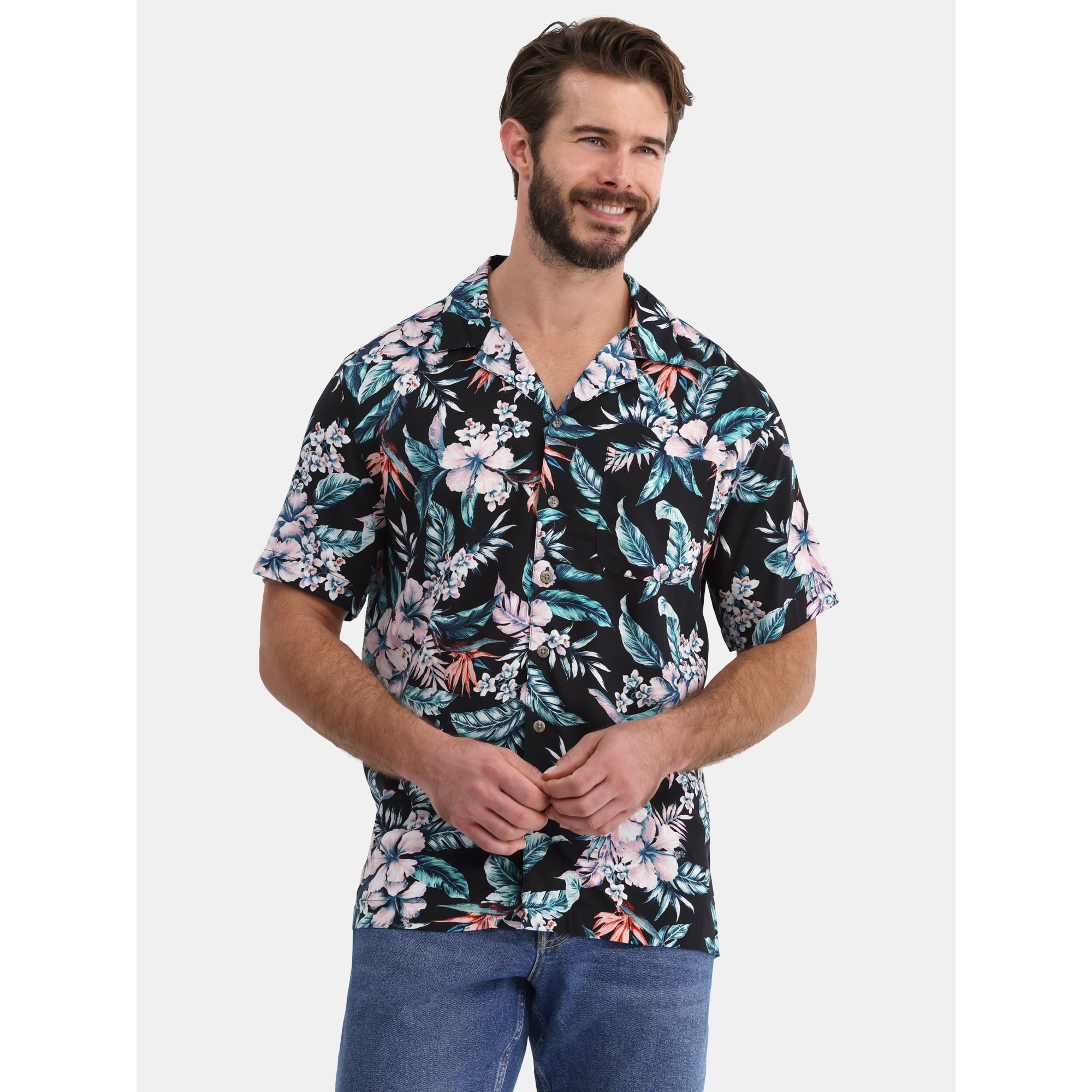 George Men's and Big Men’s Camp Shirt, Sizes S-3XL
