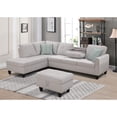 thumbnail image 5 of Gewnee L-Shaped Sofa & Chaise Sectional, Linen Blend Fabric Upholstered Couch with Storage Ottoman, Nailhead Trim and Toss Pillows for Living Room Apartment,Light Gray, 5 of 14
