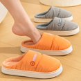 thumbnail image 7 of Winter Waterproof Cloth Indoor Mules Couple Non-slip Slides Warm Fluffy Slippers for Women Men Ladies Home Casual Cotton Shoes (GRAY,40-41), 7 of 7