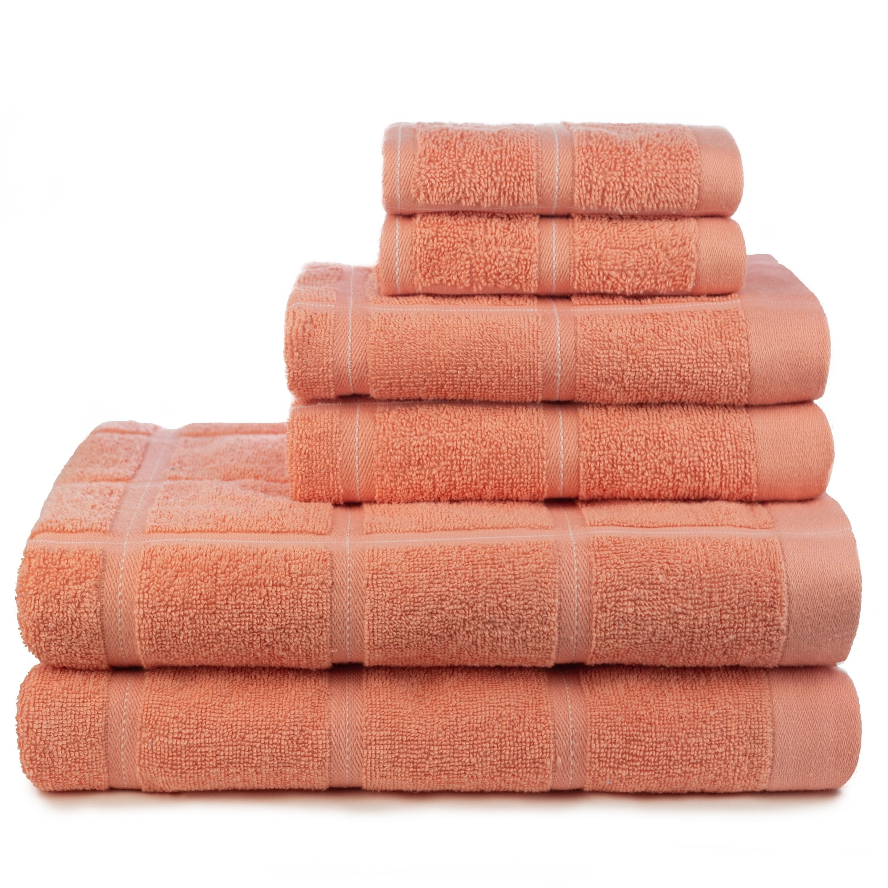 Kempster 6 Piece Bath Towel Set in Coral - Walmart.com ...