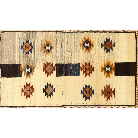 Ahgly Company Machine Washable Indoor Rectangle Traditional Gold Brown Area Rugs, 5' x 7'