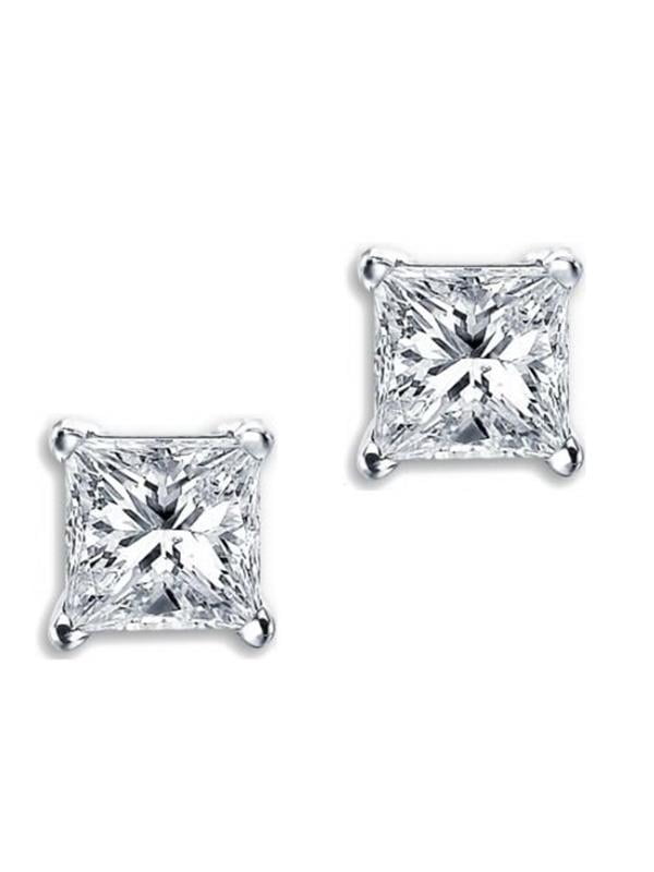 Neoglory Jewelry Platinum Plated White 925 Sterling Silver Round Top Cubic Zirconia Drop Stud Earrings