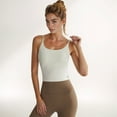 thumbnail image 3 of Women's Spaghetti Strap Activewear Tank with Built-In Bra and Seamless Longline Fit for Workout or Yoga - X Large, Ivory, 3 of 7