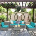 thumbnail image 3 of Gymax 8PCS Patio Rattan Sofa Sectional Conversation Furniture Set w/ Turquoise Cushion, 3 of 10