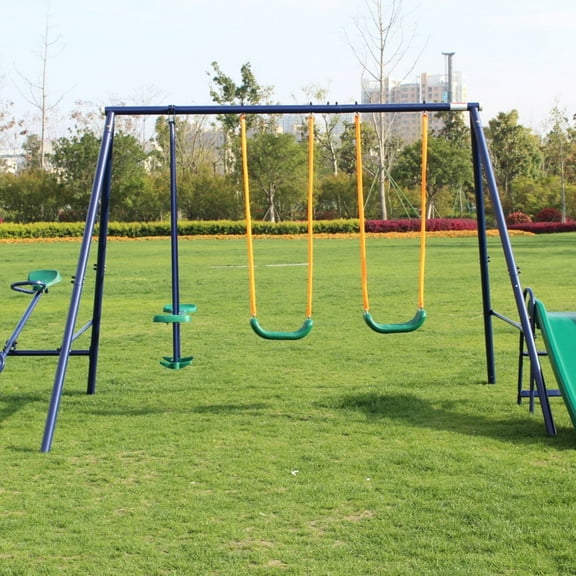 5 in 1 Toddler Swing Set, SHINPT Swing Set for Yard, Playground Set for Kids, Slides for Kids Outdoor, Kids Outdoor Playset with 4 Swings, Bench Swing Set for Backyard, Lawn