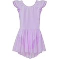 thumbnail image 2 of Girls' Flutter Sleeve Dress Leotard (4-6 / Small, Purple), 2 of 4