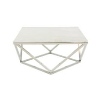 DecMode 29" x 18" White Ceramic Coffee Table with Marble Top, 1-Piece