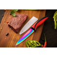 thumbnail image 3 of SiliSlick Kitchen Knife Set, Titanium Coated Stainless Steel Colorful Blades, Chef, Bread, Santoku Utility & Paring Knives, Magnetic Mounting Rack & Portable Sharpener, 3 of 7