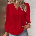 thumbnail image 2 of Womens Tops Lace Patchwork V Neck Long Sleeve Blouses Loose Casual T Shirts Polyester-Cotton Blend Soft Stretchy Elegant Cute Style 3Xl Sweaters For Women, 2 of 4