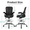 thumbnail image 3 of HYLONE Drafting Chair Tall Office Chair High-Back Mesh Standing Desk Stool with Adjustable Footrest Ring and Flip-Up Arms (Black), 3 of 8