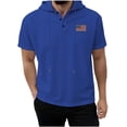 thumbnail image 4 of Men's Solid Color Short Sleeve Button Up Hooded Pullover, Casual Hoodie Top With Hood, Button Closure, Polyester Rayon Cotton Blend, Lightweight Breathable, Daily Wear | Zenithor,Blue 3XL, 4 of 5