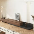 thumbnail image 2 of Extendable 118" Modern TV Stand with 3 Spacious Drawers, Adjustable Length Media Console for Living Room Red Brown/Dark Gray, 2 of 5