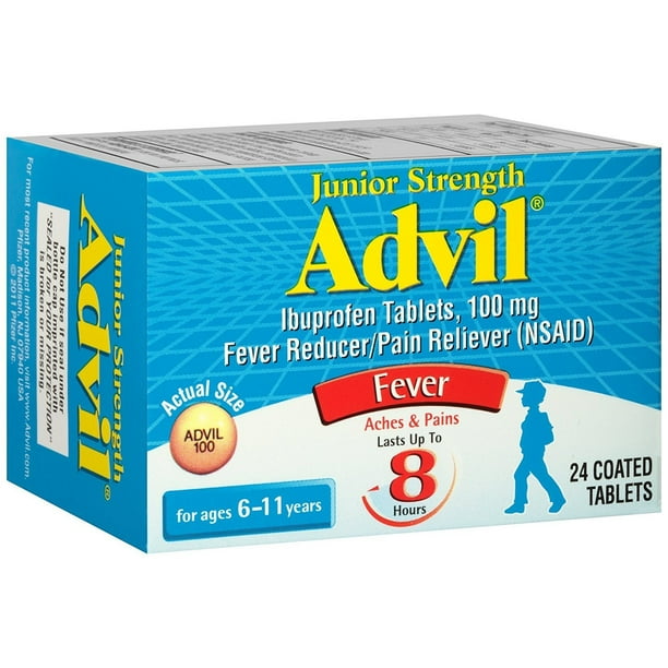 Advil Junior Strength Fever Reducer/Pain Reliever, 100mg Ibuprofen (24