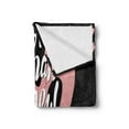 thumbnail image 2 of Girl Slogan Soft Flannel Fleece Throw Blanket, Woman is the New Strong Words in the Center of a Heart, Cozy Plush for Indoor and Outdoor Use, 50" x 60", Pale Pink Black White, by Ambesonne, 2 of 5