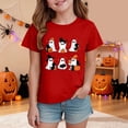 thumbnail image 2 of Staki Toddler Girl Halloween T-Shirt Short Sleeve Tops Kids Soft Cotton Cute Shirt for Halloween Outfit(Red,2-3 Years), 2 of 5