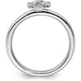 thumbnail image 2 of Avariah Diamonds Solid Sterling Silver Stackable Expressions Rhodium White Topaz Cross Ring - Ring Size 5.0, 2 of 8