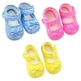 thumbnail image 2 of Baby Girl Shoes Floral Mary Jan Flats Shoes Non Slip Soft Sole Infant Toddler First Walker Wedding Princess Dress Crib Shoes for 0-18 Months, 2 of 9