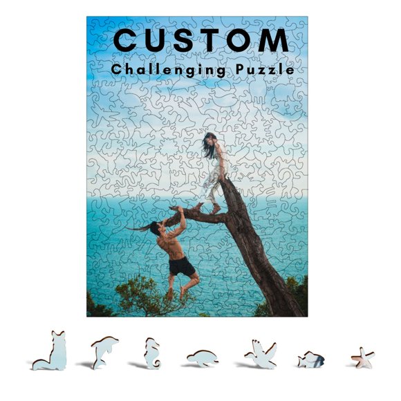 Custom Photo Jigsaw Puzzles, More Challenging Wooden Jigsaw Puzzles, Featuring Unique Irregular Animal Shape Pieces, 299 PCS