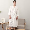 thumbnail image 4 of Women Robes Unisex Breathable Solid Color Bathrobe Splicing Home Clothes Robe Coat Woman Blending Pajamas, 4 of 7