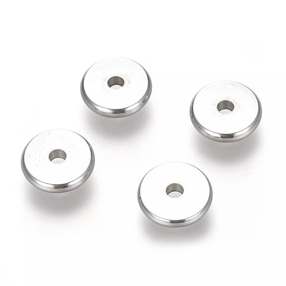 U8MO 10pcs 304 Stainless Steel Flat Disc Metal Beads Smooth Loose Spacer Craft 10mm