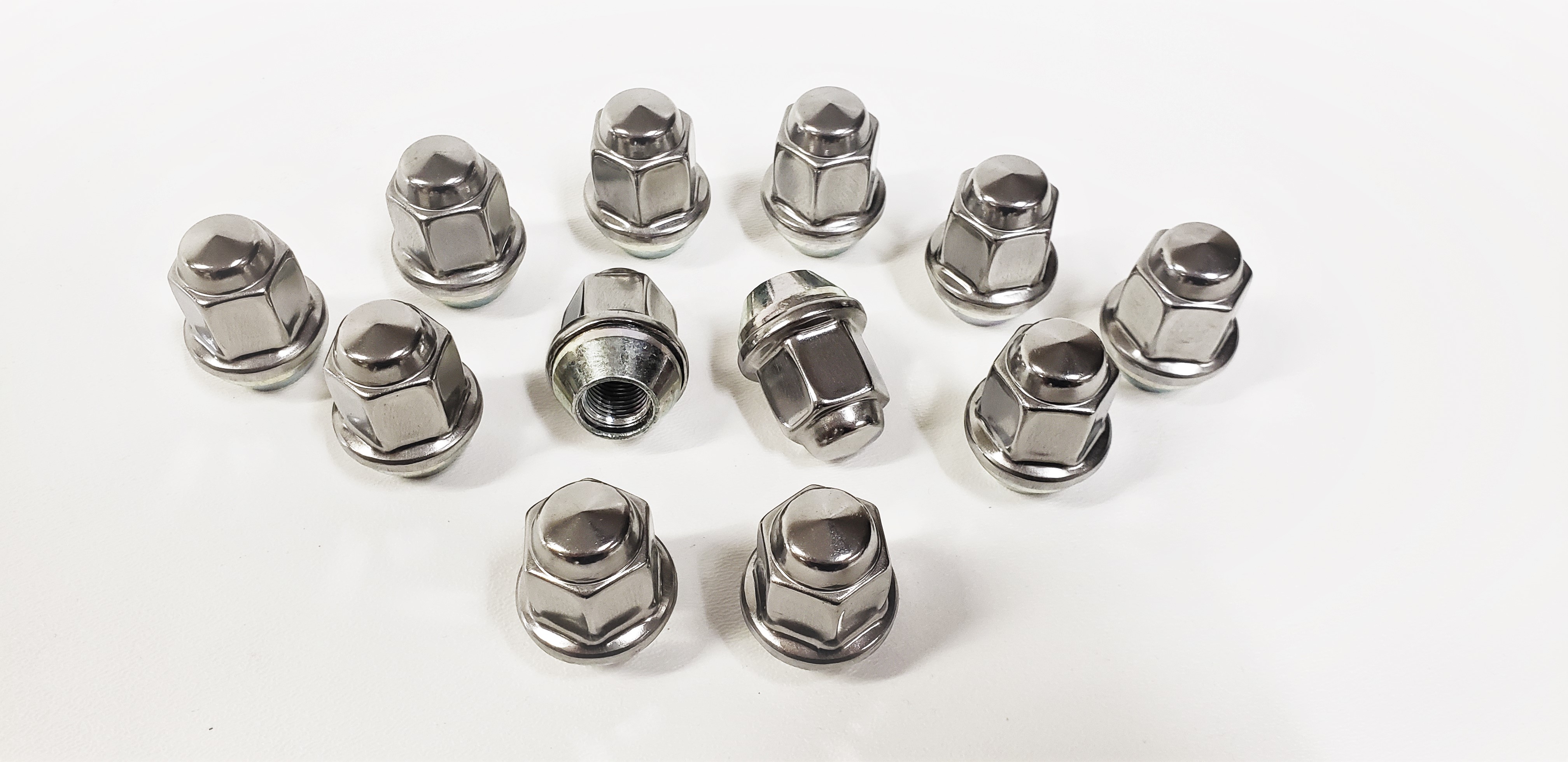 20 12x1.5 STAINLESS STEEL CAPPED BULGE ACORN LUG NUTS 4 TRAILER WHEELS