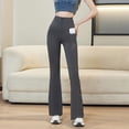 thumbnail image 5 of IWRICH Women's High Waist Flare Yoga Leggings with Pockets Buttery Soft Yoga Pants with Tummy Control Workout Pants Grey XL, 5 of 7