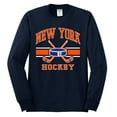 thumbnail image 2 of Wild Bobby City of New York Hockey Fantasy Fan Sports Men's Long Sleeve Shirt, Navy, Medium, 2 of 5