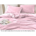 thumbnail image 6 of DNG Luxury 5 Piece Pom Pom Plain Pattern Comforter Set, 800 Thread Count, 100% Egyptian Cotton, White Vintage Pom-Pom Fringe Super Soft (Super King Size Light Pink Color), 6 of 9