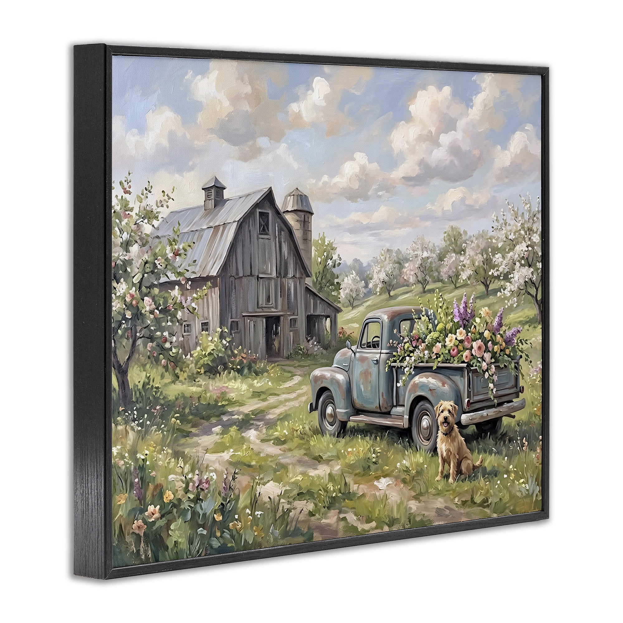Stupell Industries Proud Dog by Truckload of Flowers Black Framed Giclee Art, design by Tabz Jones