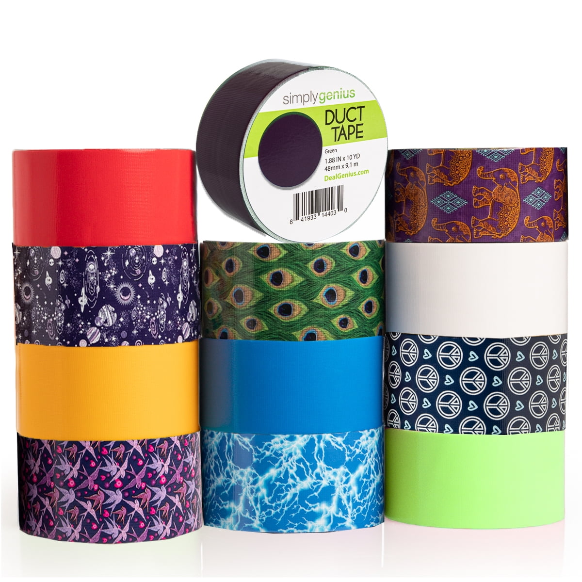 Koltose by Mash - Colored Duct Tape, 12 Colorful Rolls, Residue Free & Tear by Hand Craft Tape for Arts & Crafts, 2 Inches by 30 Feet