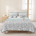 thumbnail image 3 of Twin XL Quilt Set 68''x98'', Aqua Grey Lightweight Bedspread Coverlet Set with 2 Pillow Shams, Chic Garden Floral Stripe Embroidery Design Breathable All Season Quilt Bedding for Dorm/Guest Room, 3 of 9
