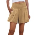 thumbnail image 1 of Aayomet Shorts de Week-End pour Femmes, Taille Confortable, Détails de Plage (Kaki, TTTG), 1 of 5