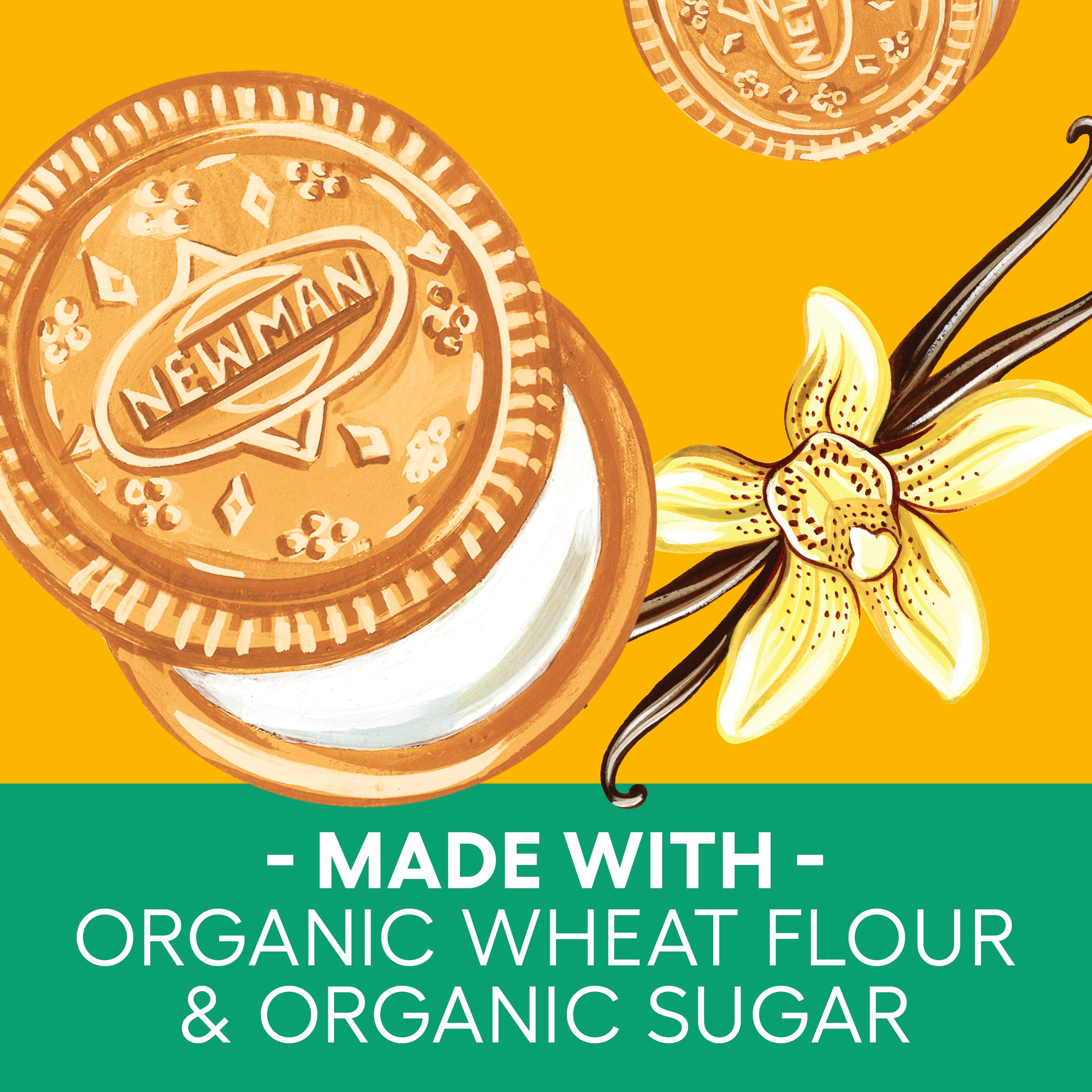 (6 Pack) Newman's Own Organics Kosher Vanilla Crème Cookies, 13 Oz
