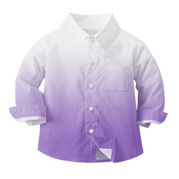Lenpel Toddler Baby Button down Shirts Casual Long Sleeve Gradient Western Tops Spring Fall Outfits for Newborn Infants