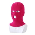 thumbnail image 2 of dianhelloya Stretchy Knitted Hat Three-hole Stay Warm Solid Color Comfortable to Wear Wind-Proof Hooded Hat Winter Outdoor Supplies Rose Red, 2 of 8