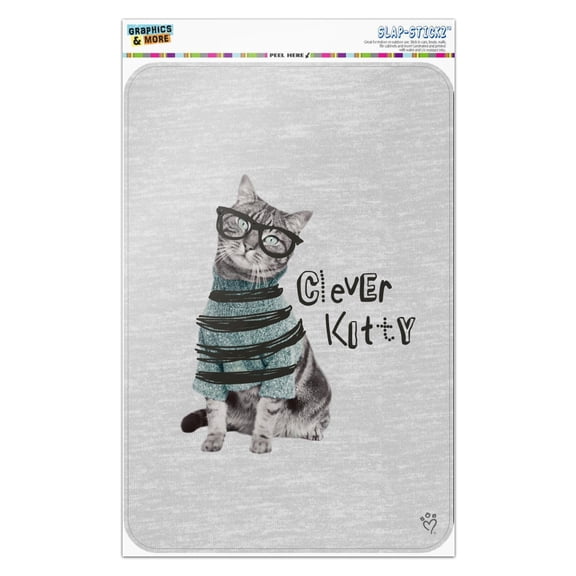 Clever Smart Kitty Cat Kitten Glasses Sweater Home Business Office Sign