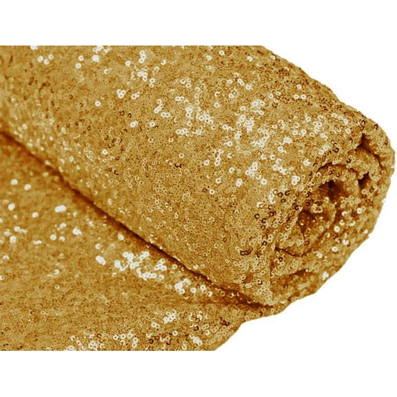 DECORATIVE SILK INC. Sparkly Glitz Sequins Beaded Fabric 54" Wide 100% Polyester By The Yard( DARK GOLD )