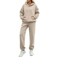 thumbnail image 3 of Womens 2 Piece Sweatsuit Sets Fleece Hoodies Oversized Sweatshirt Baggy Sweatpants Fall Fashion Outfits with Pockets, 3 of 5
