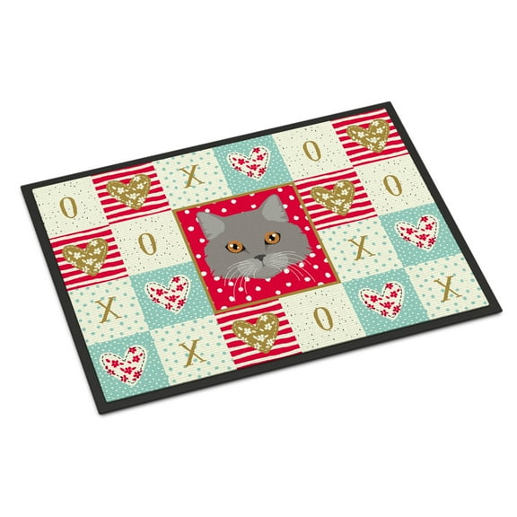 Carolines Treasures CK5093MAT Brazilian Longhair Cat Love Door Mat Indoor Rug or Outdoor Welcome Mat 18x27 Doormat 27"L
