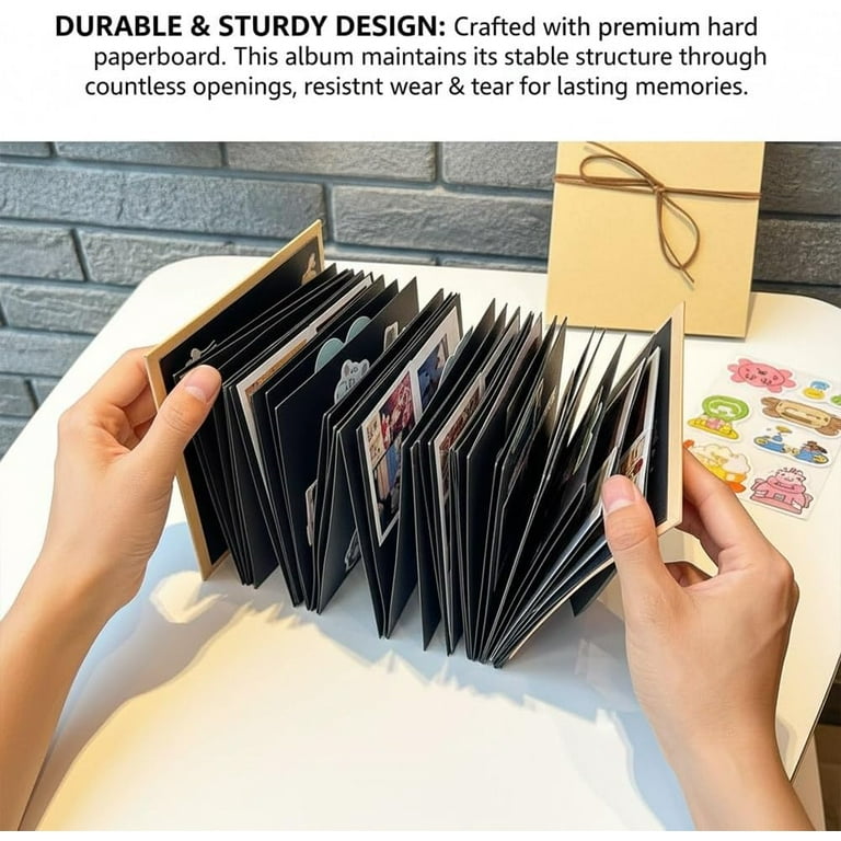Accordeon Scrapbook fotoalbum DIY Kraft Journey Diary Vintage Style Memory Notebook met schattige stickers kan een aantrekkelijk handwerk zijn voor vrienden, Kerstmis, familie, verjaardag