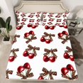 thumbnail image 2 of Feelyou Fashion Bow Cherry Queen Sheet Sets, Leopard Print Ribbon Bed Set, 4-Piece, 2 of 7