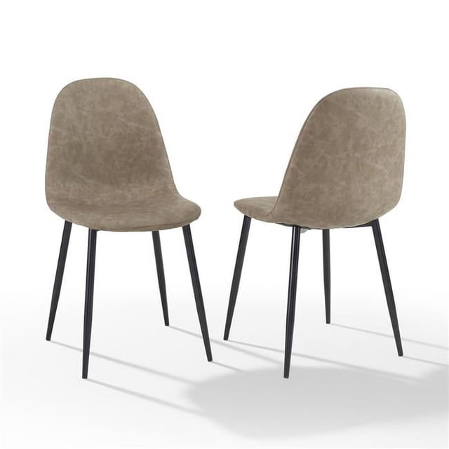 Crosley Furniture Weston Dining Chair Set, Distressed Brown & Matte Black (Set of 2)