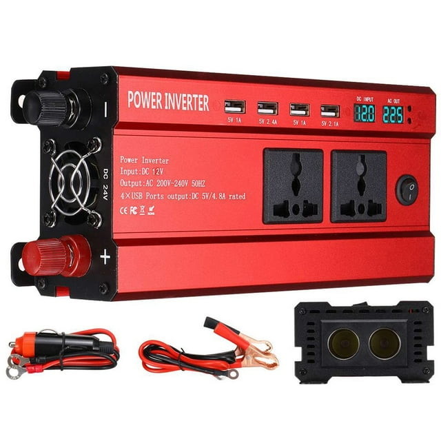 EASTIN 6000W Car Inverter Power Inverter 12V to 220V AC Modified Sine Wave Converter with Dual Outlets 4 USB Interfaces LED Display Car Power Inverters for Car Laptop DVD CD Truck